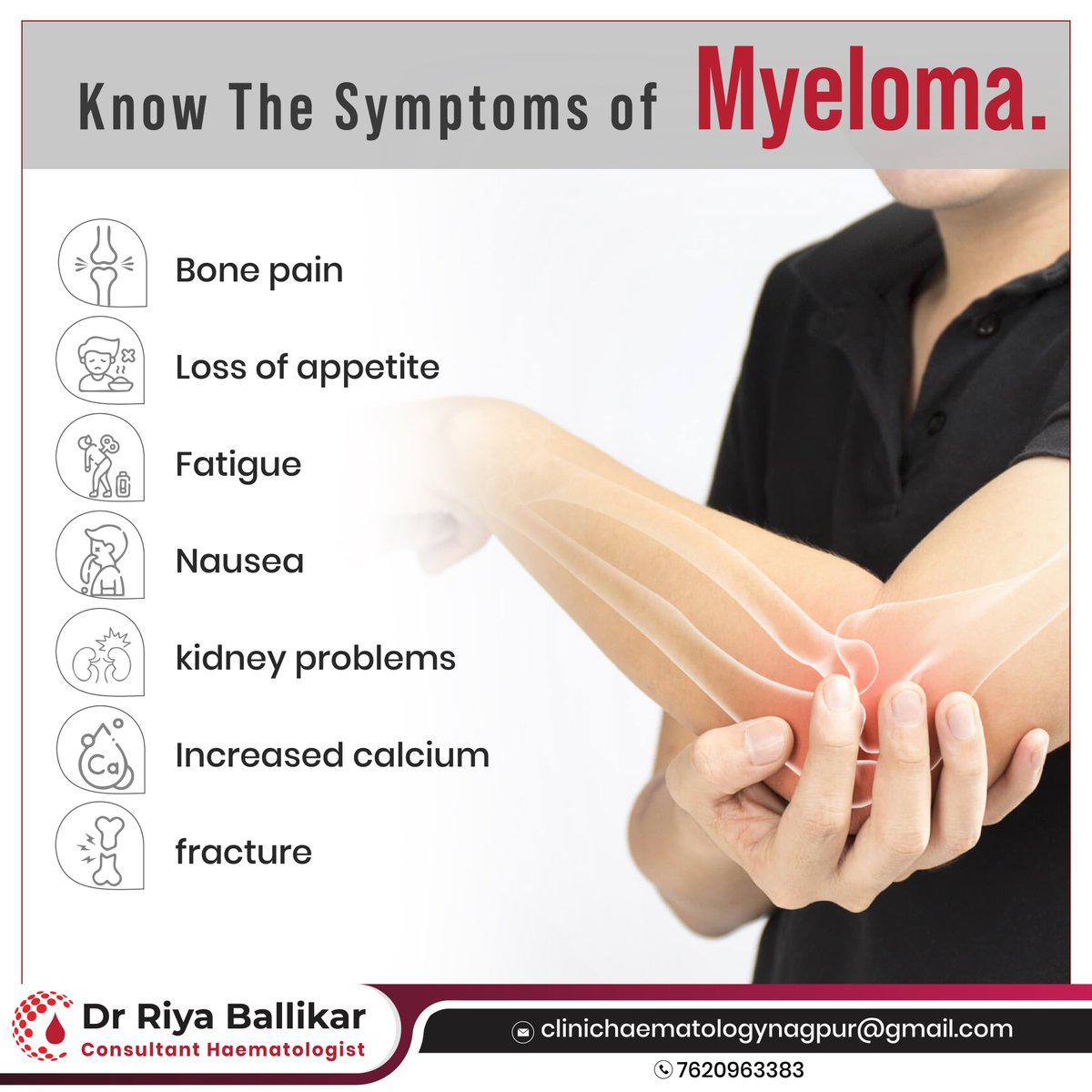 Know the Symptoms of Myeloma!
.
.
Suffering from blood-related diseases? Contact📞7620963383

#blood #bloodcancer #bloodcancerawareness #bloodcancertreatment  #haematology #haematologist #HematologyOncology #oncology #oncologist #consultanthaematologist  #anemia #anaemia #myeloma