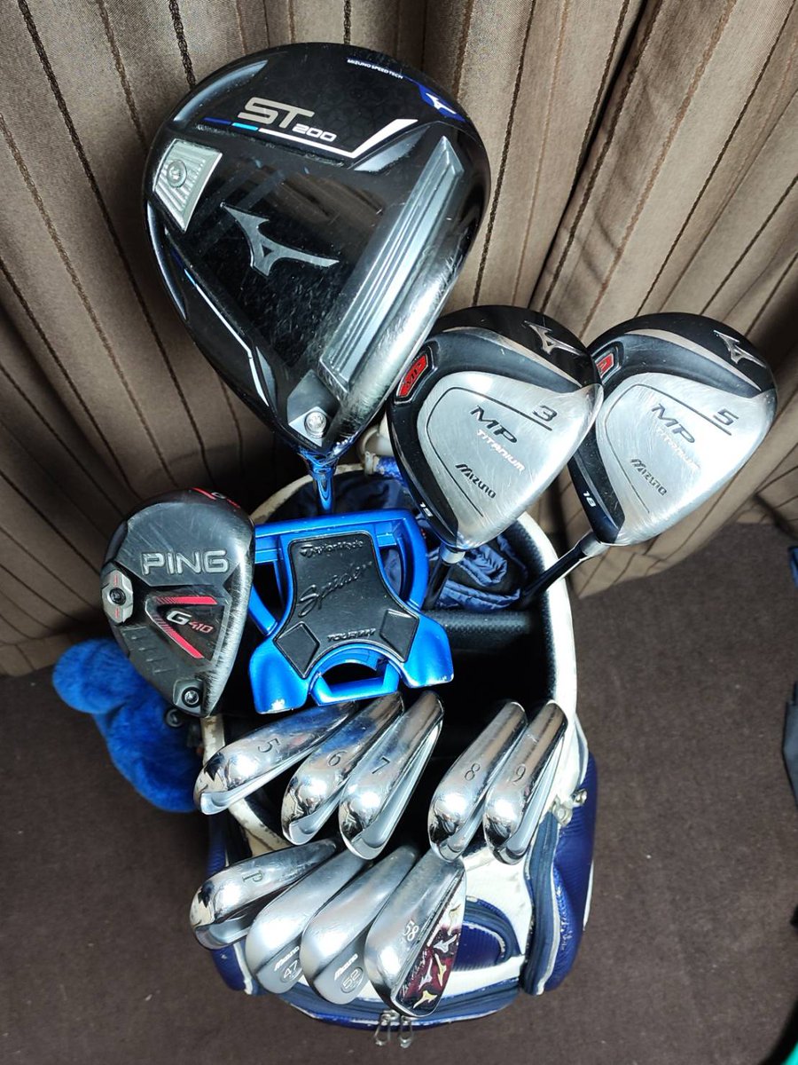 MasayanGolf's tweet photo. 2023/1/16現在

1W：ST200 (10.5° Diamana D+Lim.60S)
3,5W：MP Titan. (15° TENSEI CK🍊60S)(18° Diamana D-Lim.70S)
4U：G410 (PING Tour 85X)
5I〜PW：MP520 ($-TAPER S)
47,52°：T7 (47° $-TAPER S)(52° Hi-Rev 2 S)
58°：The Craft 58T (DG120 S)
PT：Spider Tour Red CS改 (39")

#ミズノゴルフ https://t.co/1W6h2sBBO3