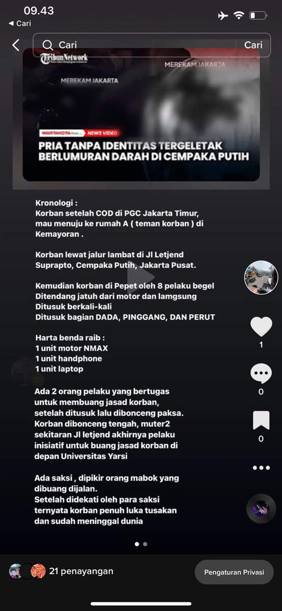 AREAJULID's tweet image. Mungkin ada yg melihat motor nmax dg ciri2 tsb, tlg dibantu dilaporkan ke kepolisian. motor k0rban b3g4l &amp;amp; p3mb*nuh4n yg ja5ad nya di buang d dpn Univ.Yarsi Cempaka Putih, Jakarta Pusat, pelaku masih dalam pengejaran polisi.

-8 Pelaku asal NTT
-Tempat tinggal Jakarta Timur