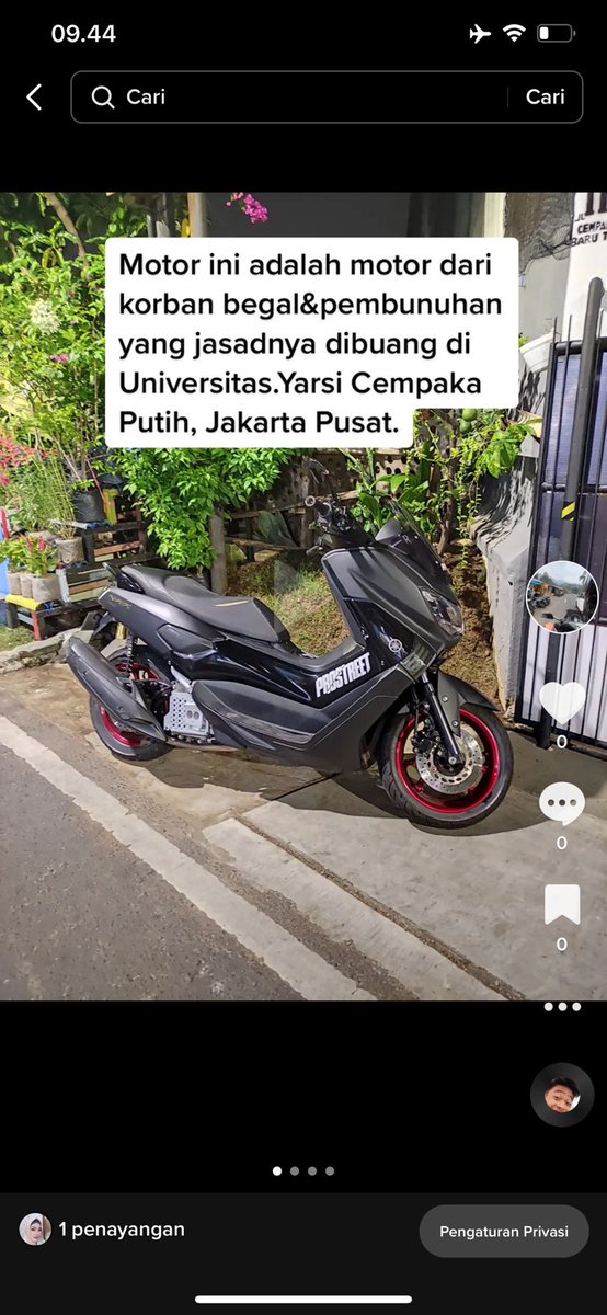 AREAJULID's tweet image. Mungkin ada yg melihat motor nmax dg ciri2 tsb, tlg dibantu dilaporkan ke kepolisian. motor k0rban b3g4l &amp;amp; p3mb*nuh4n yg ja5ad nya di buang d dpn Univ.Yarsi Cempaka Putih, Jakarta Pusat, pelaku masih dalam pengejaran polisi.

-8 Pelaku asal NTT
-Tempat tinggal Jakarta Timur