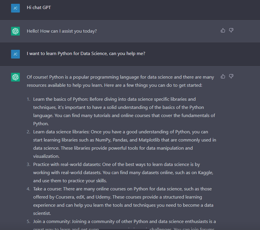 mejeppoy's tweet image. 2/ Ask #ChatGPT
First is to ask #ChatGPT the best way to start your learning journey for a specific skill you want to learn and master, in my case its #PythonPandas for #datascience .