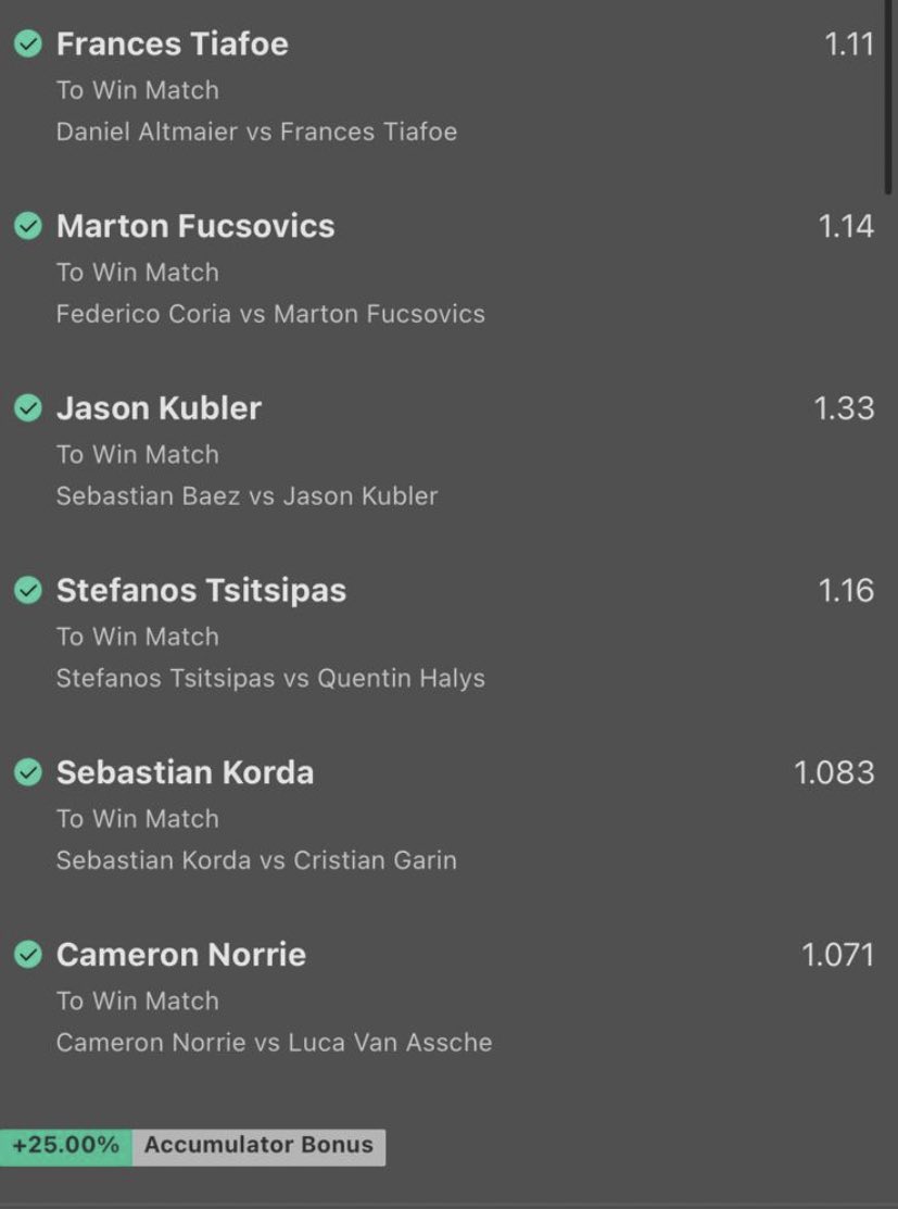 BetterWinnings's tweet image. +4.86pts ✅

Day 1 of the #AussieOpen ✅ A good winner to start the weekend off 👍🏻

Ready for Day 2? 😎