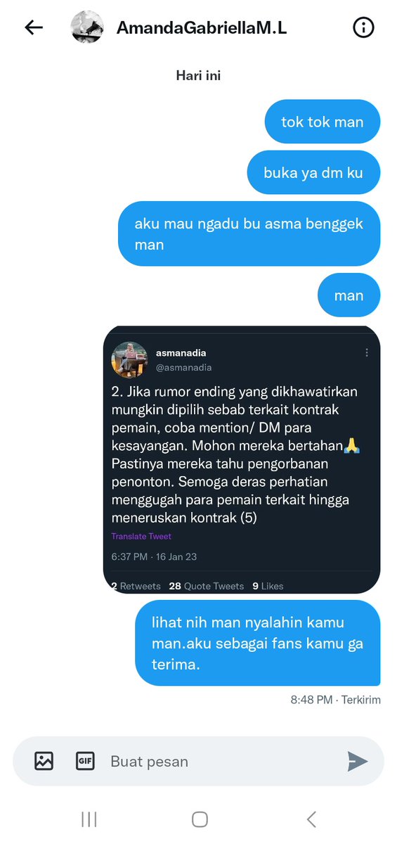 bucamat03's tweet photo. Man segera buka dm aku man https://t.co/yYskjdAnpF