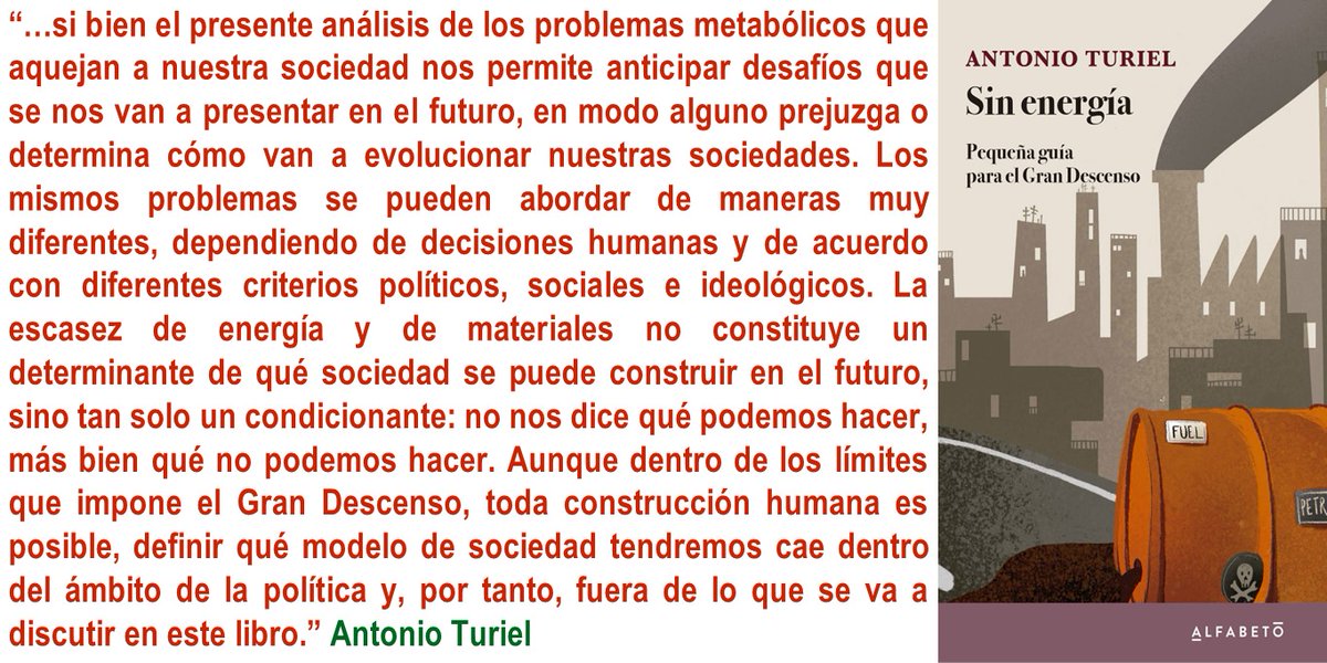 BienestarRespon's tweet photo. 14 #libros2022 para #bienvivir

8/14 Sin energía: Pequeña guía para el Gran Descenso de @amturiel (https://t.co/imCNnoaiT8)

Libro corto, informativo que te hará pensar, entender y quizás cambiar (algo en tu vida). Los que quieran algo visual sobre energía https://t.co/5vcdIgnVVU https://t.co/1X0wACXARp