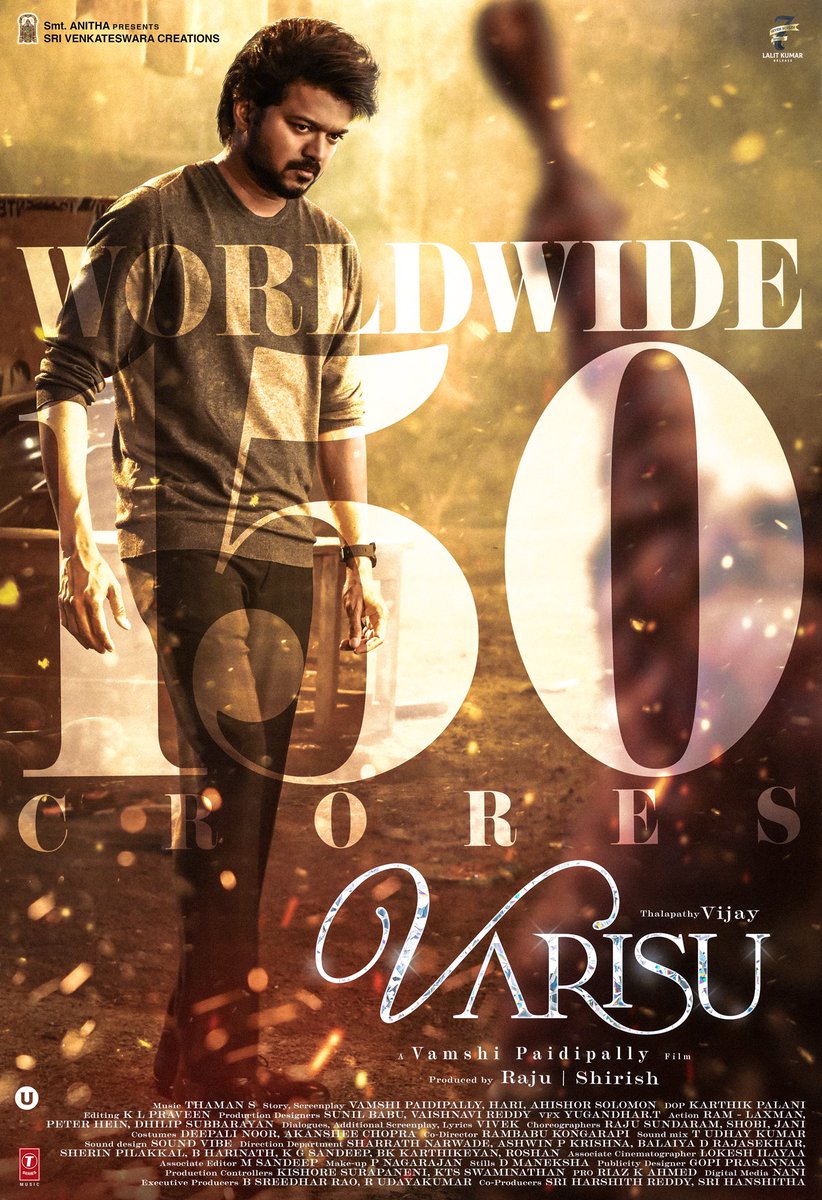 Otfcmyd's tweet photo. #MegaBlockbusterVarisu crosses 150Cr+ collection worldwide in just 5 days nanba 🔥

Aatanayagan 😎

#Thalapathy @actorvijay sir @directorvamshi @SVC_official @MusicThaman @iamRashmika @Lyricist_Vivek @7screenstudio @TSeries

#Varisu #VarisuPongal‌ https://t.co/sRf3AEaovk
