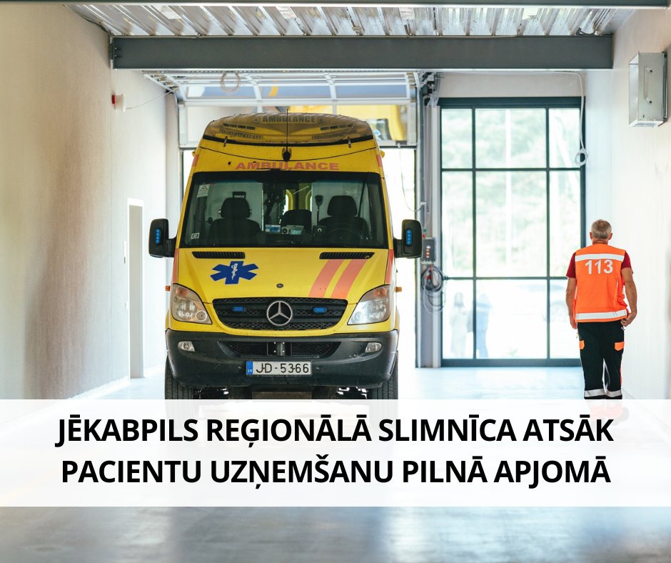 Pirmdien, 16.janvārī, no pl.12:00 Jēkabpils reģionālā slimnīca atsāk pacientu stacionēšanu un nodrošina ārstniecības pakalpojumu sniegšanu pilnā apmērā.