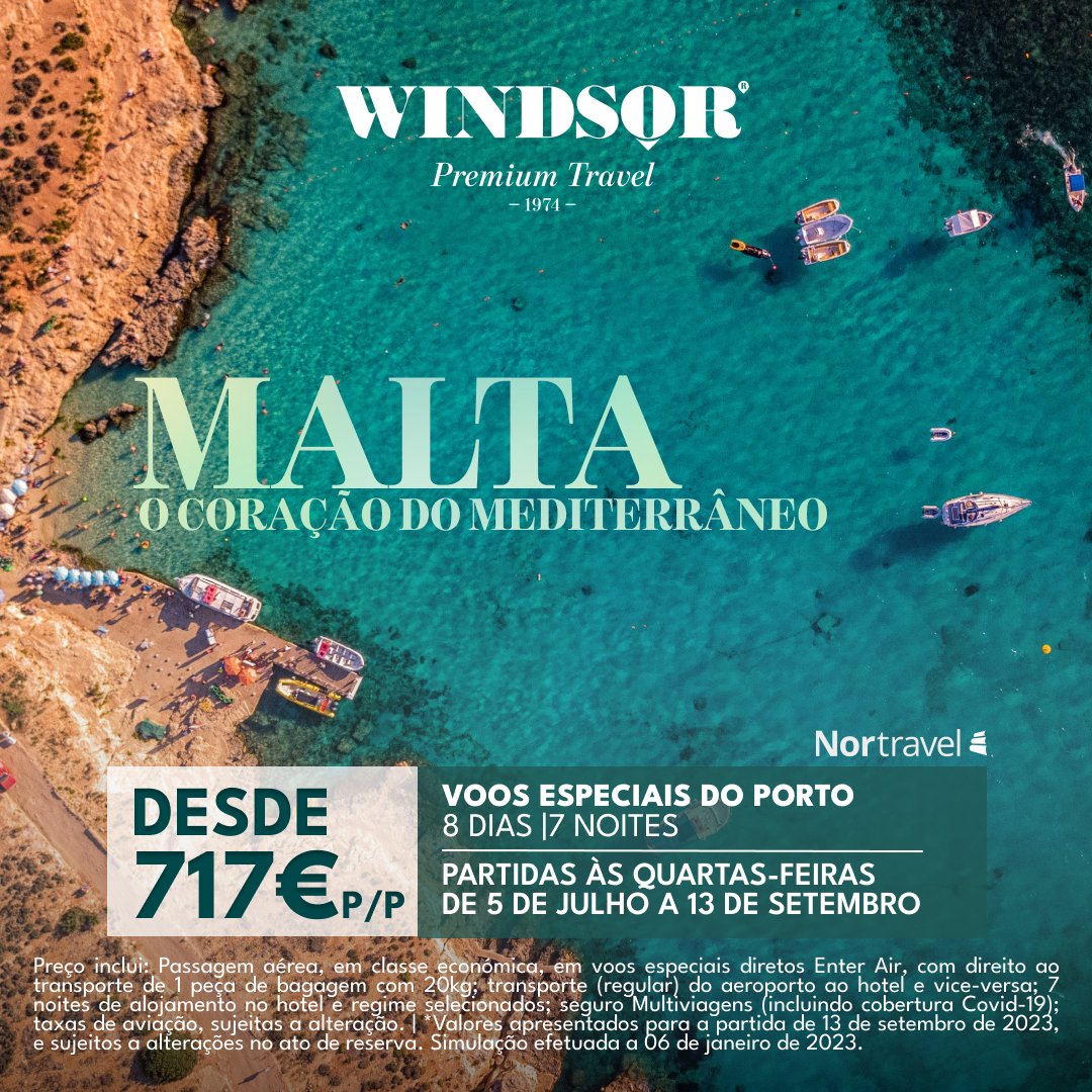 windsortravelgroup (@travelwindsor) on Twitter photo Viaje até o coração do mediterrâneo e visite Malta! 🇲🇹🏖⛰
Para reservas ou mais informações, contacte-nos:
viagens@windsortravel.ws
(+351) 291 700 600 | 612 | 611 | 606 Viaje até o coração do mediterrâneo e visite Malta! 🇲🇹🏖⛰
Para reservas ou mais informações, contacte-nos:
viagens@windsortravel.ws
(+351) 291 700 600 | 612 | 611 | 606