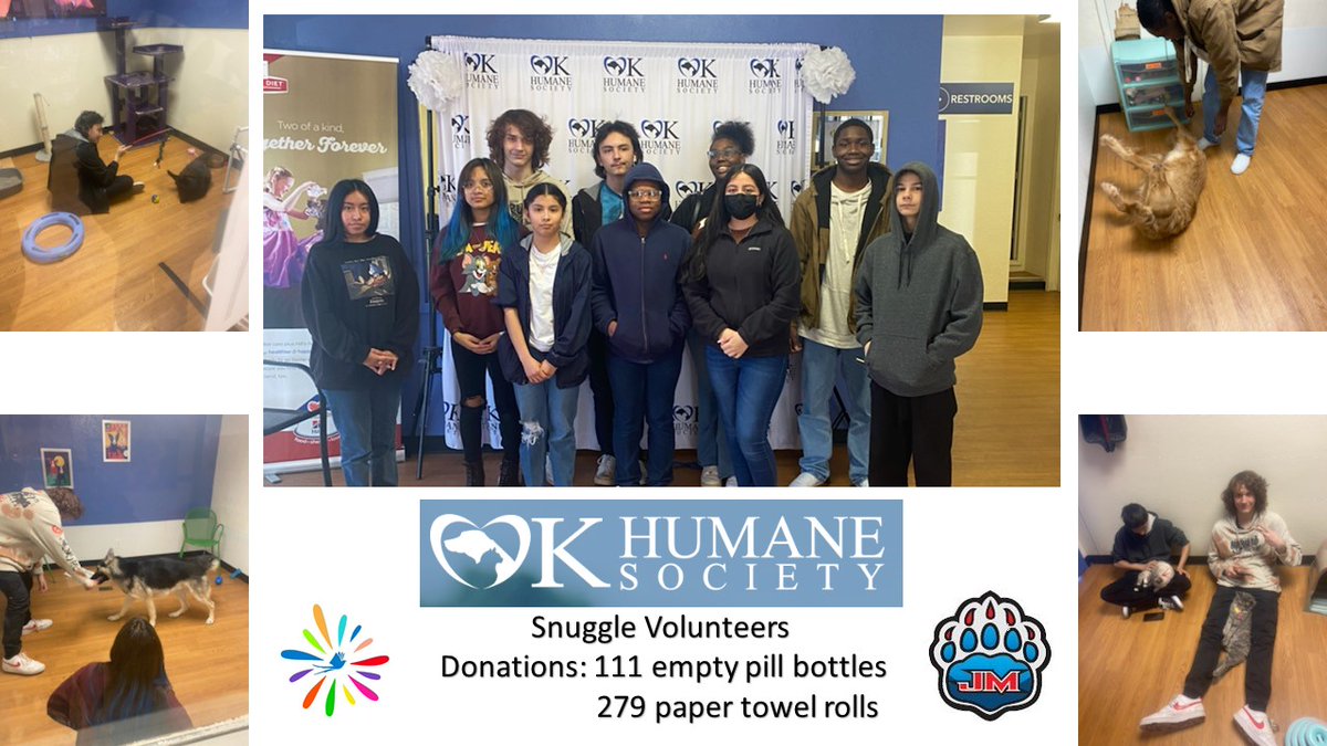 Our @OKFCCLA @okcareertech Ss dropped off donations @okhumane and volunteered to be compassionate snuggle bunnies for the animals waiting on adoption #animalwelfare #MLKDay @YouthService @AllstateFDN @AmeriCorps @MottFoundation @OKCPS @jmbearsokc