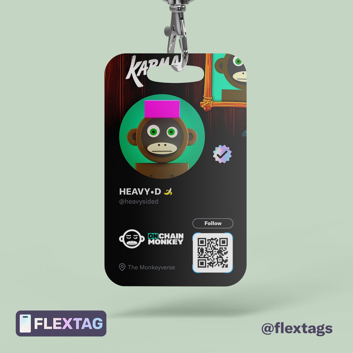 heavyside's tweet photo. A sneak peek ๐ @flextags launching soon. ๐ Take your IRL game seriously this year with a Flextag.
.
.
#flextag #events #digital #pfp #IRL #Utility https://t.co/sMas5Givkb