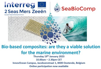 Last chance to register for #SeaBioComp final conference 'Bio-based composites: are they a solution for the marine environment?' Thursday 19th January 2023 in person in Ostend, Belgium or online; follow the link for all the details for this free event vliz.be/en/event/2023-…