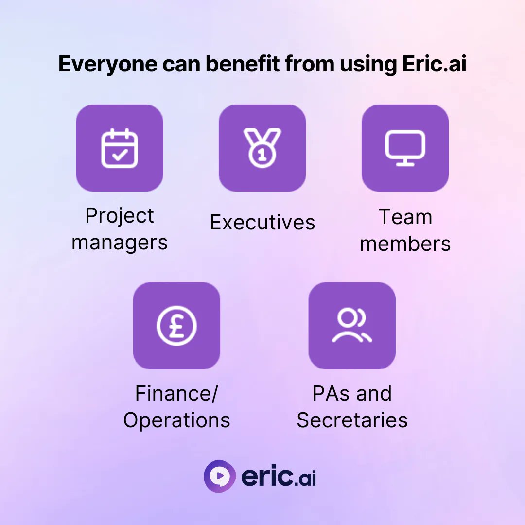 An #AI Assistant provides a central place for all meeting information, such as agendas, notes, and meeting summaries so you can #collaborate in your meetings.

Use Eric.ai for meeting coordination to help keep everyone on the same page.

#assistant
#ericai
#office