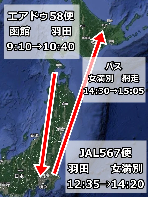 道内移動も小旅行？函館から道東行くなら羽田経由が早いぞ！