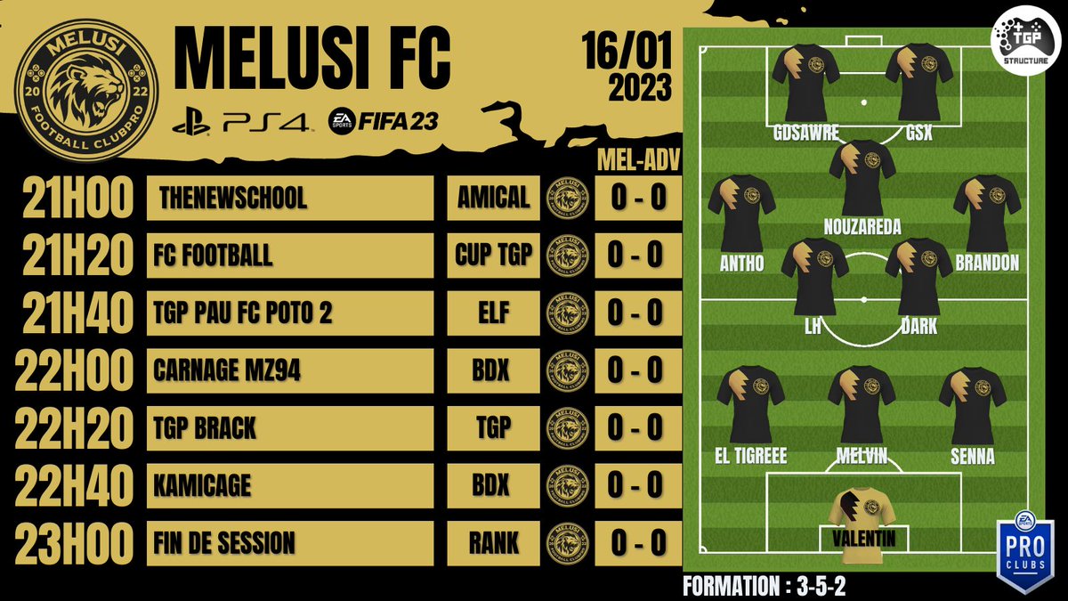 Soirée chargée pour nos MELUSIENS 🔥
<a href="/TGP_Events_/">TGP EVENTS</a> <a href="/TGP_TeamGamingP/">Team Gaming Project</a> @TGP_BraKC_FC @Pau_FC_Poto <a href="/ELFFIFA/">ELF - ESPORT LEAGUE FRANCE</a> <a href="/BDX_CHAMPIONS/">⚽️ BDX CHAMPION’S ⚽️</a>