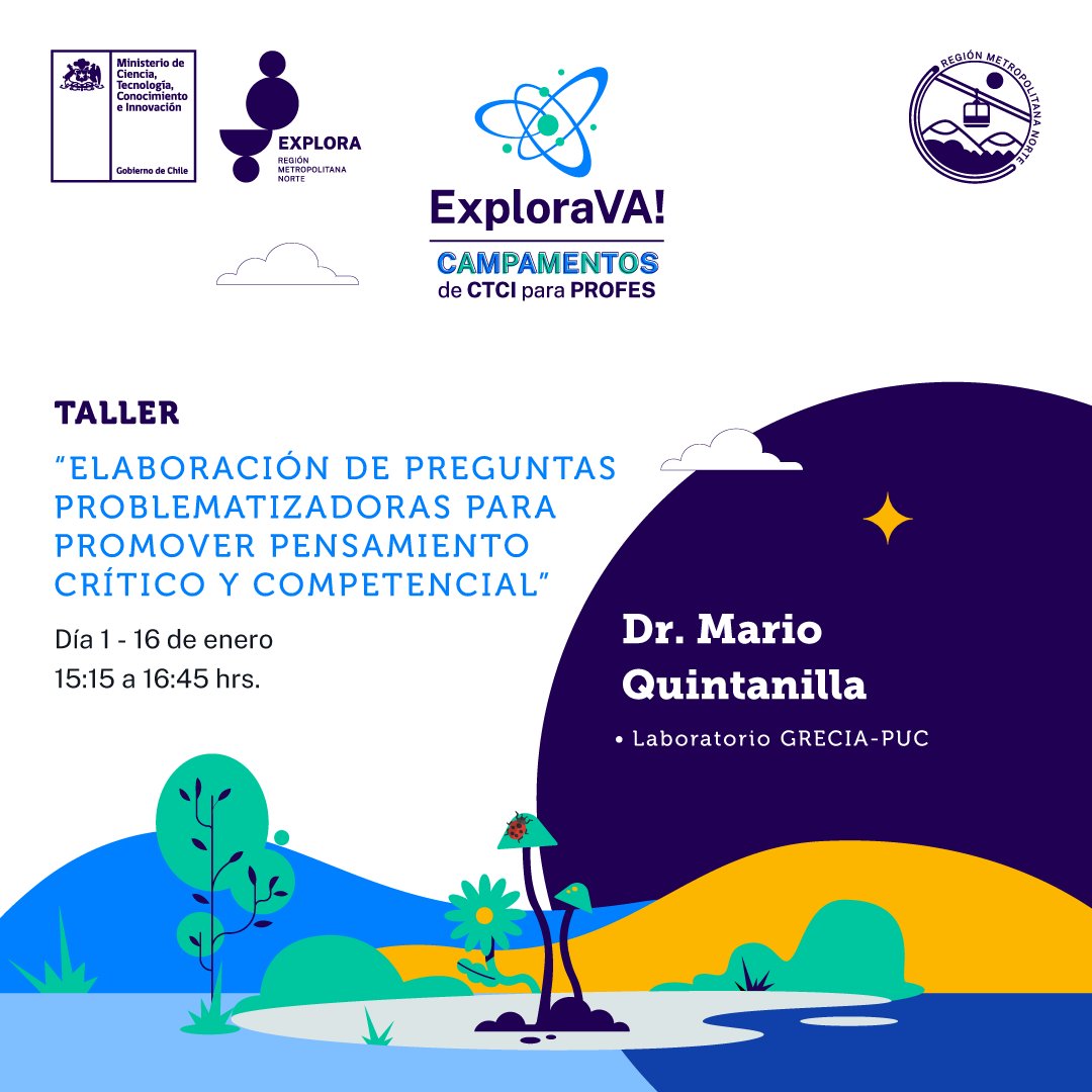 parexploranorte's tweet photo. ¿Qué haremos en el día #1 del Campamento #ExploraVA? 🤔
🗣️ Charla inaugural por el profesor Felipe Kong López @udp_cl
✂️ Taller Creando Comunidades por el equipo #ExploraRMNorte
⚛️ Actividad y taller dirigida por el Dr. Mario Quintanilla – profesionales del
@ICEC_UChile https://t.co/UxqLPlI9lK