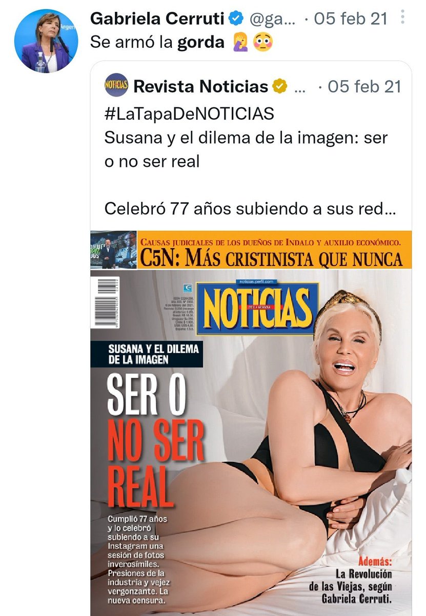 atlanticsurff's tweet photo. La misma Gabriela Cerruti que se burla de Susana, es la misma Gabriela Cerruti que dice que no hay que opinar del cuerpo de las demás. Señores esto es el Kirchnerismo. Que todos vean la doble vara de la vocera del Presidente.👇👊✌🏿 https://t.co/NoNSFLrWWj