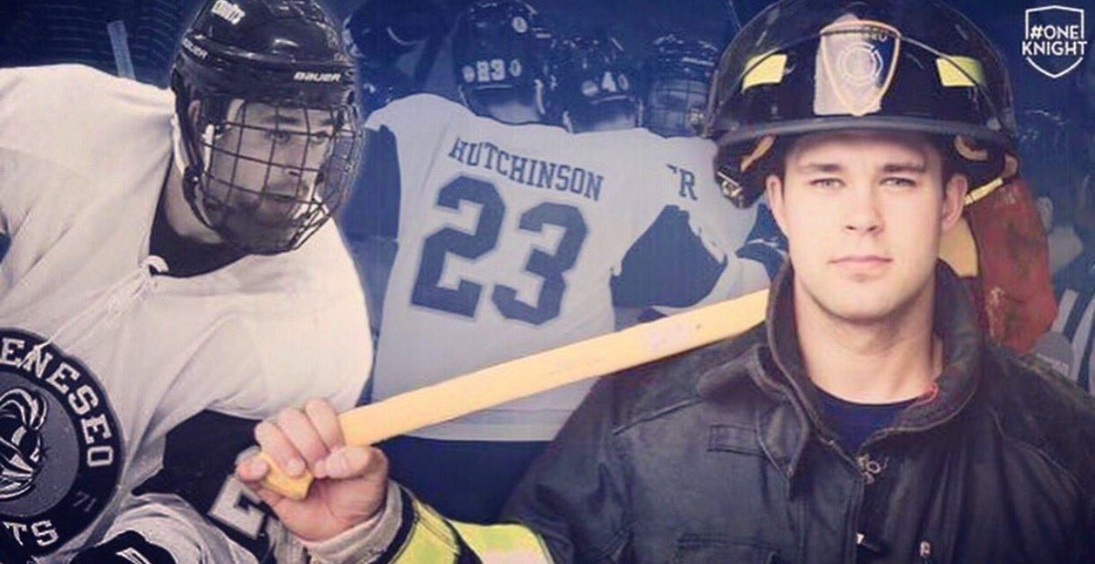 GeneseoHockey's tweet photo. As you always said, “Best Job I Ever Had’. You sure were right. Rest assured we will continue to put our ‘hard hats’ on &amp; approach each day the you would have. Not a day goes by that we don't think about the impact you had on us all! #HonorHutch 💙 #relentlesspursuit #OneKnight https://t.co/ursYfIoah6