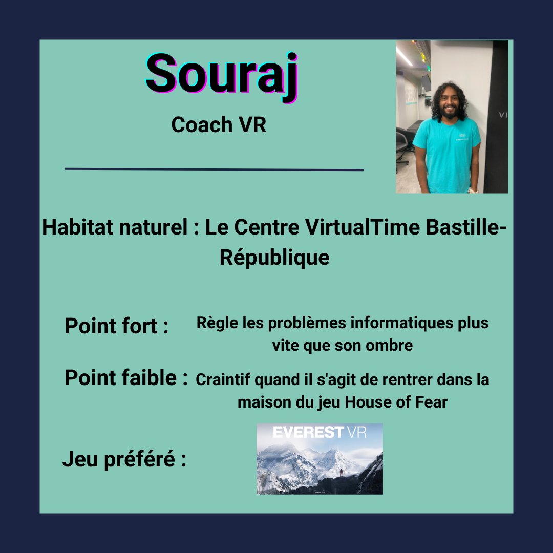 VirtualtimeVR's tweet photo. Aujourd’hui nous vous présentons Souraj qui sera chargée de vous accompagner lors de vos voyages dans Nos Centres =)
Il vous attend avec impatience pour vivre un voyage VRaiment incroyable !
#virtualtimevr #VRParis #vr #virtualreality #oculus #vrgames https://t.co/0qvxvjPks6