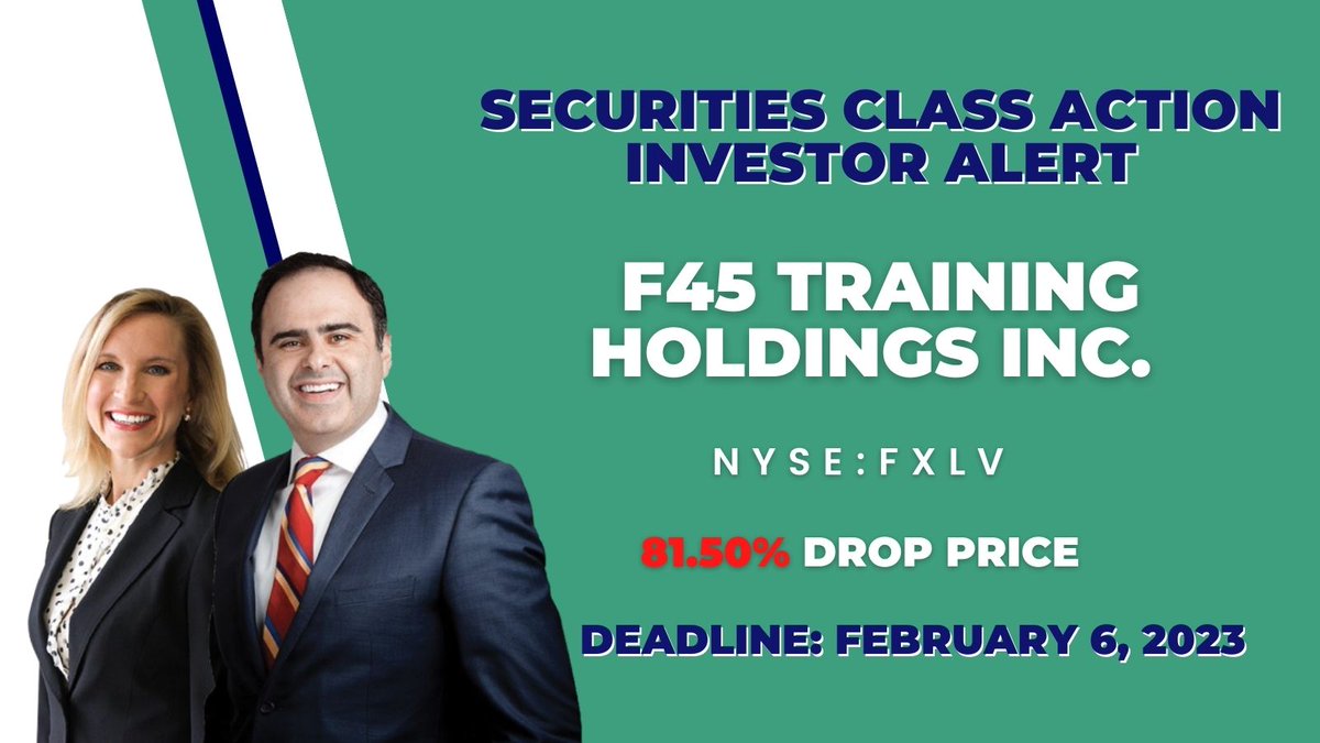 MergerAlerts's tweet image. F45 Training Holdings Inc Securities Class Action Lawsuit $FXLV

Deadline Next Week February 6, 2023, Learn More 👉 bit.ly/F45TrainingHol…

#NASDAQ #NasdaqListed #InvestorAlerts #stocks #stockmarketnews #StocksInNews #NYSE #investing