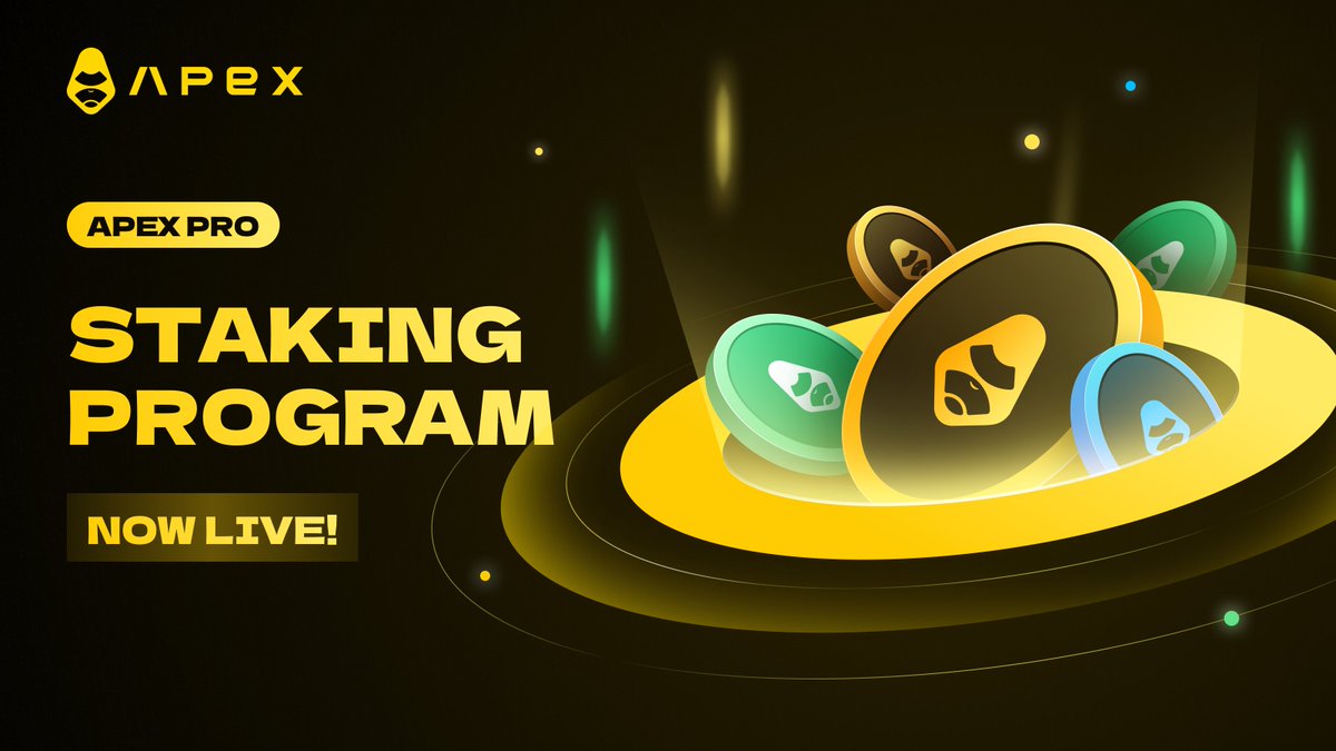 OfficialApeXdex's tweet image. 1/
🦍 ApeXers, the wait is over! The ApeX Pro Staking Program is now live: pro.apex.exchange/staking

Time to start reaping rewards from your $APEX and $esAPEX holdings.📊

For a quick refresher, read the 🧵 below: