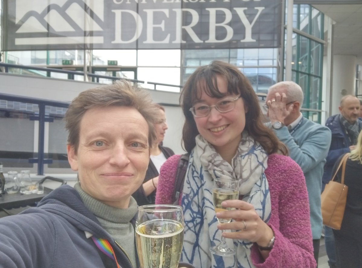 Celebrating our HEA fellowship awards today @DerbyUni with @K_J_Lees ( we were both awarded our HEA fellowships in the last 3 years and this was the first Uni celebration since 2020) #FHEA