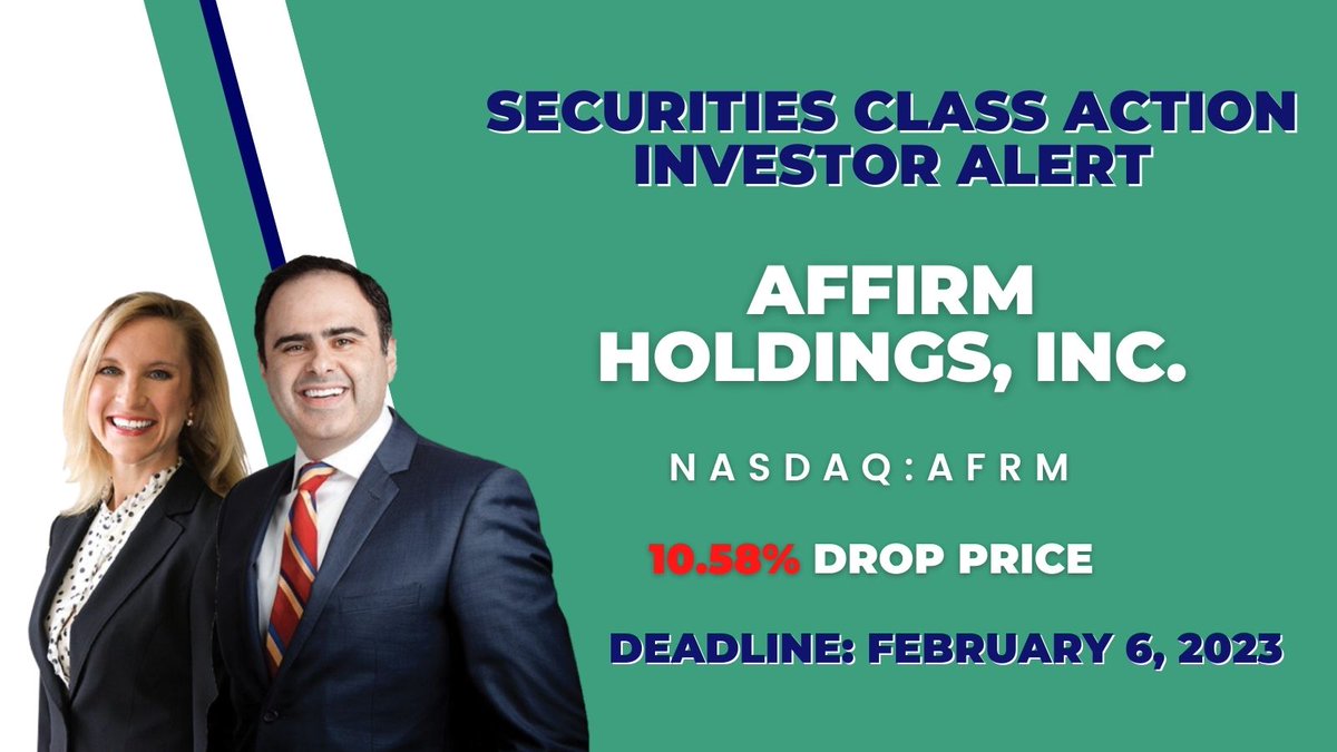 MergerAlerts's tweet image. Affirm Holdings Inc Securities Class Action Lawsuit $AFRM

Deadline Next Week February 6, 2023, Learn More 👉 bit.ly/AffirmHoldings…

#NASDAQ #NasdaqListed #InvestorAlerts #stocks #stockmarketnews #StocksInNews #NYSE #investing