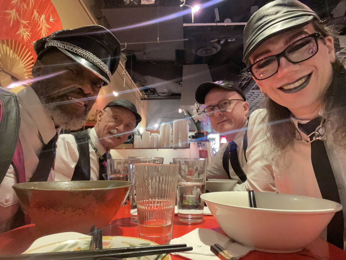 MrMDLeather2016's tweet photo. #MAL2023 Sunday #TheMaster Ra AKA Da #KINGkinkster👑 takes his Boys &amp; Bois out for PHO dinner. #tradition #MALleatherWEEKEND  #DsDYNAMICS #SIRboy #SIRboi TheBoy Glenn, Blu TheboyLynn &amp; TheMaster Ra https://t.co/JVtJANFXSs