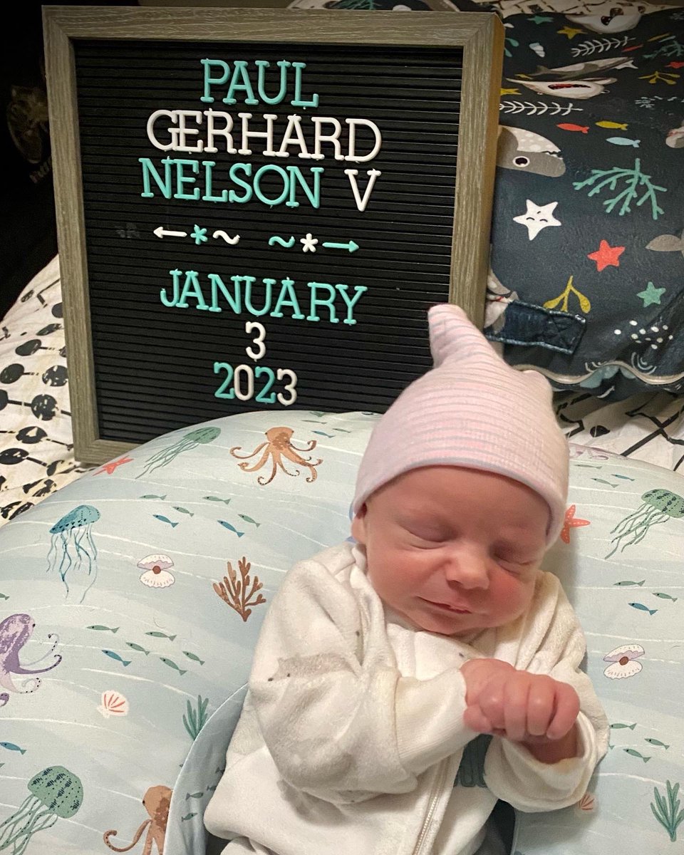 MrsNelson112120's tweet photo. After an 11 day stay in the NICU, we are happy to announce that our now family of 4 is under one roof. We can’t thank everyone enough for the love, support, caffeine, &amp; prayers. Paul Gerhard Nelson the 5th made his arrival 20 days early on 01-03-2023. https://t.co/sf4X7Uhq2w