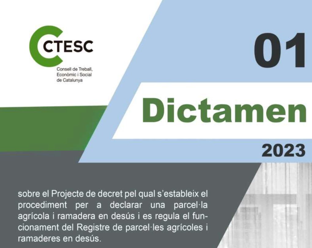 CTESC's tweet photo. 🐄🌱Aprovat avui el #dictamen sobre el procediment per a declarar una parcel·la #agrícola i #ramadera en desús i el funcionament del seu Registre. El tens aquí 📌https://t.co/x6ZnBFtsbL @uniopagesos @JARC_COAG @monrural @ruralcat @RuralCatalunya @agriculturacat @coopagrariesCAT https://t.co/3SUpzGntWI