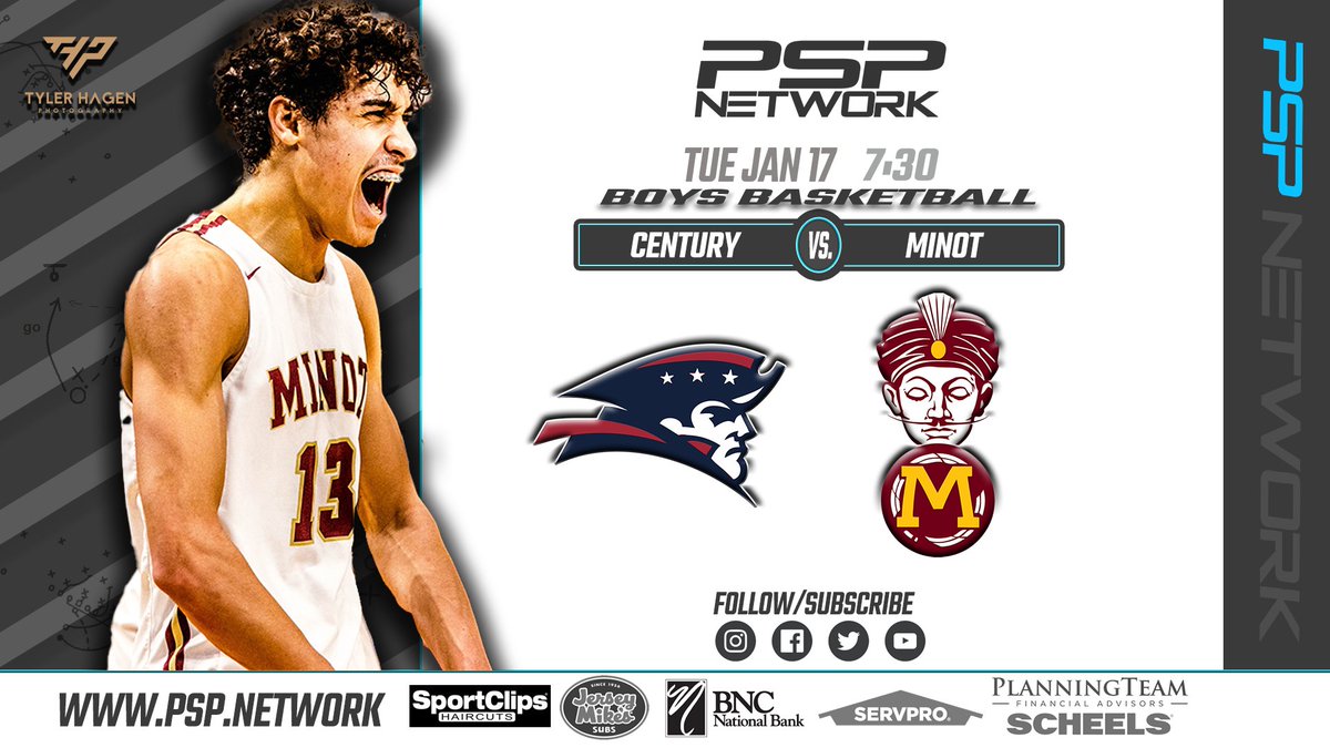 NetworkPsp's tweet photo. ππ¨ TUESDAY is GAMEDAY!
Boys Basketball: #1 Century at #3 Minot
π1-17-23
π7:00 Scheels Pre-Game
πΊπ»π± https://t.co/XhbXRBYOKB or
https://t.co/GN7undt00X
@magibasketball @BballCentury @WDAsports @MinotHighAD @CHSpatriotsAD #NDpreps https://t.co/79REIIvqwF