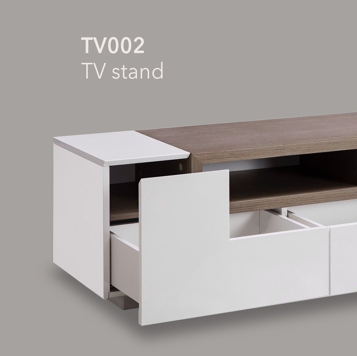 SellaStudio's tweet photo. Contemporary TV stand with a beautiful combination of white high gloss with grey veneer. Perfect for any kind of room setting.

Features:

- Soft closing tracks on the drawers.

- Plenty of storage space for your media.
https://t.co/AwXGDfJ0Ii https://t.co/zi8oZYDL3q
