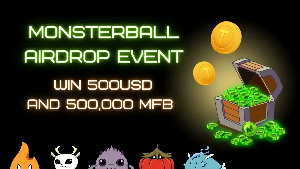 🎁MonsterBall APP Launch Event
 
Get a chance to win 500USTD and 500,000 MFB tokens~

😈Follow the simple steps of GLEAM to get your free tokens!  
go.monsterball.io/LaunchEvent_tw… 

Time: Jan 16, 2023 (UTC 10:00)- Jan 30, 2023 (UTC 10:00) 
#GIVEAWAY #Airdrops #MFBToken #Airdrop