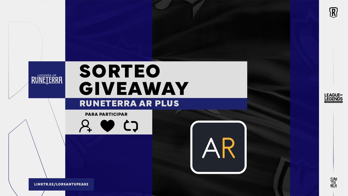 New giveaway! / ¡Nuevo sorteo!

1⃣ → Follow @LoR_Santupea92 &amp; <a href="/Runeterra_ar/">Runeterra AR 🔳</a>
2⃣ → 🔁&amp;❤️
3⃣ → Tag two friends. All three will have prizes. / Etiqueta dos amigos. Los tres tendrán premios.

💰 3 Runeterra AR PLUS

🗓️ February 16 / 16 de febrero

#LoR #LegendsOfRuneterra