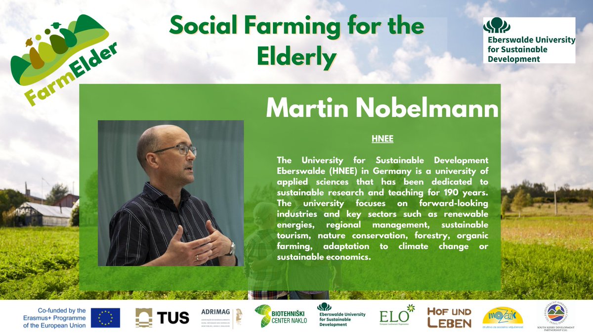 📢Ever wonder who's behind the wheel of the #FarmElder Project?

Welcome to Day 3 of our Meet the Team Campaign! 
 
Today we have the pleasure to introduce Martin Nobelmann from Hochschule für nachhaltige Entwicklung Eberswalde (<a href="/hneeberswalde/">Hochschule für nachhaltige Entwicklung Eberswalde</a>) !
