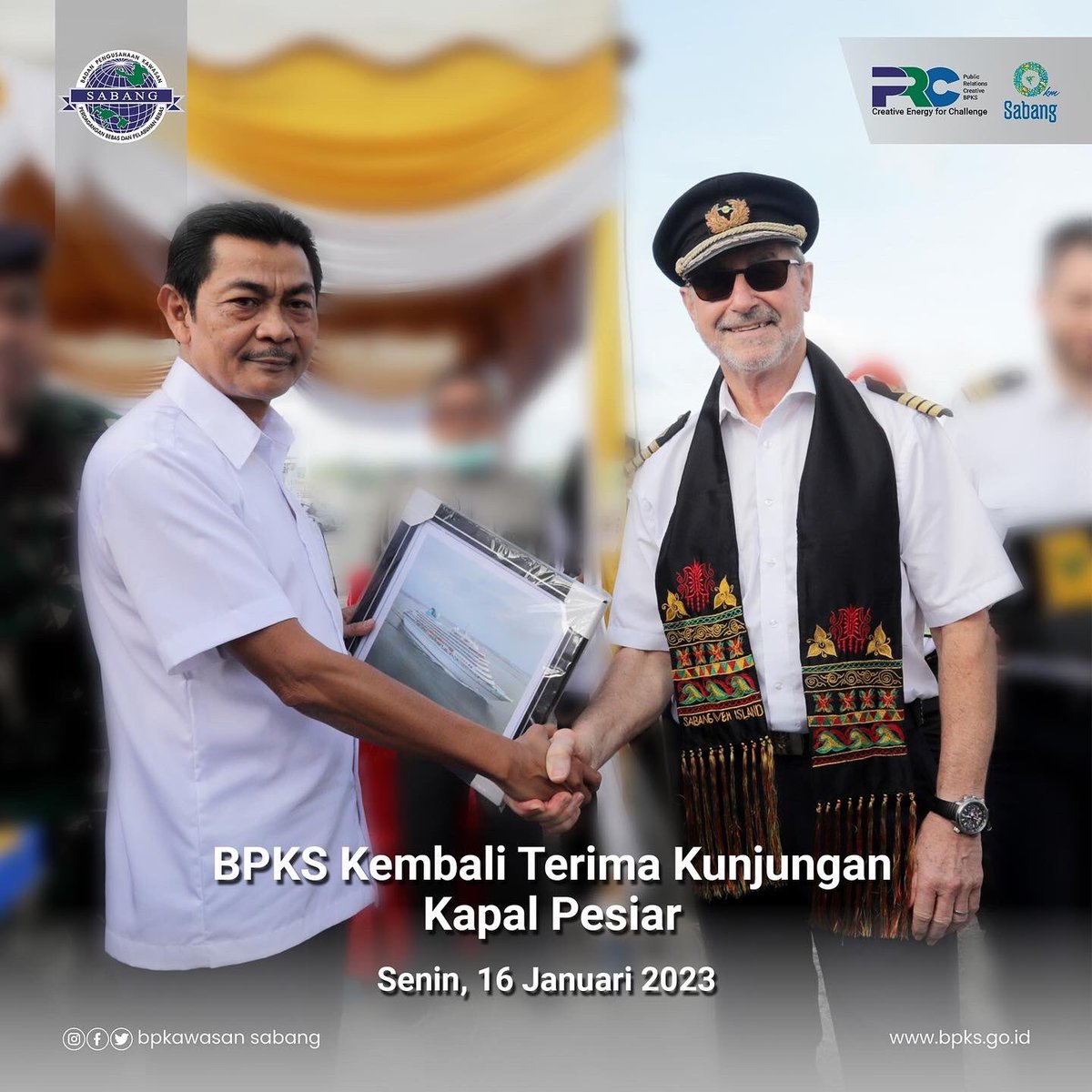bpksgoid's tweet photo. Sabang | Badan Pengusahaan Kawasan Sabang (BPKS) kembali menerima kunjungan Kapal Pesiar yang kedua kalinya pada bulan Januari 2023. 
 
@NeidiAli @rezalevi2011 

#SahabatKawasan
#bpkawasansabang
#PRCreativebpks
#amera https://t.co/gzp84vdlpy