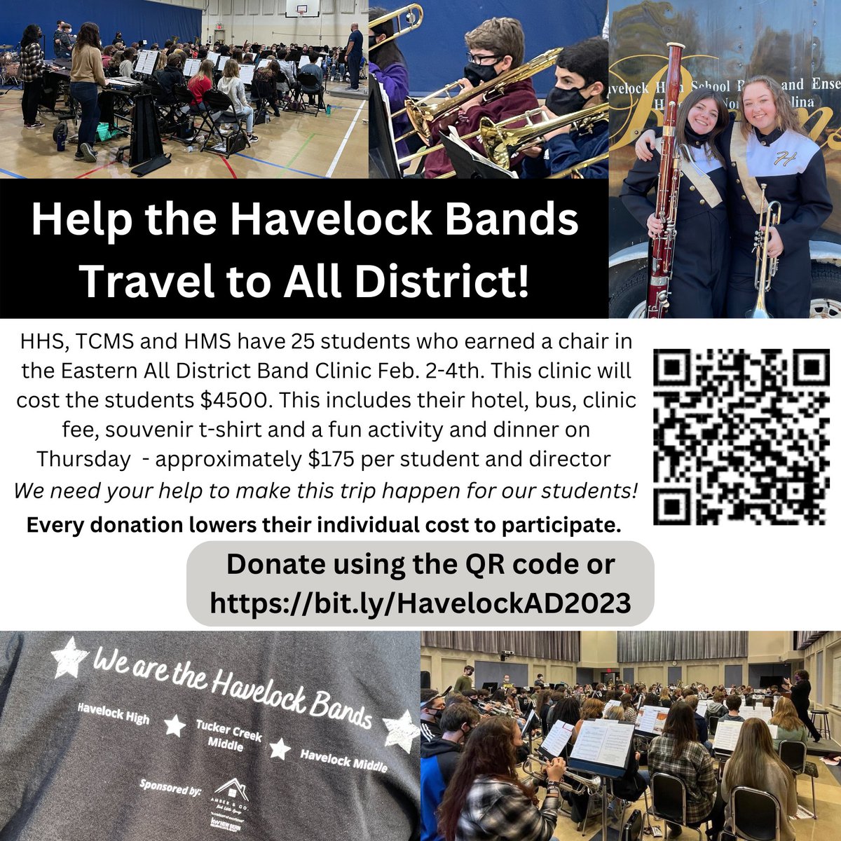 25 Students. 12 All-State Eligible. 3 Bands. 1 Team. #HavelockBands.  Help our students get to Greenville for the clinic Feb. 2-4! bit.ly/HavelockAD2023.  <a href="/TuckerCreekMS/">Mighty Mustangs</a> <a href="/TuckerCreekBand/">TuckerCreekMSBand</a> <a href="/havelock_middle/">Havelock Middle</a> <a href="/HavelockHigh/">Havelock High Rams</a> <a href="/HavelockHSBand/">HHS Band</a> <a href="/CravenCoPIE/">Partners In Ed</a>