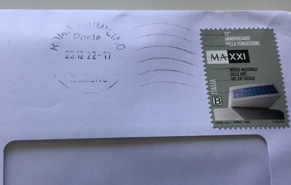 Lettera spedita da L’Aquila il 22 dicembre, arriva a Roma Fiumicino il 23 e poi impiega 24 giorni per arrivare a Pescara: in pratica una media di 10 km al giorno. 
Ne deduco che #Posteitaliane, in un impeto ambientalista, abbia deciso di far recapitare la corrispondenza a piedi.