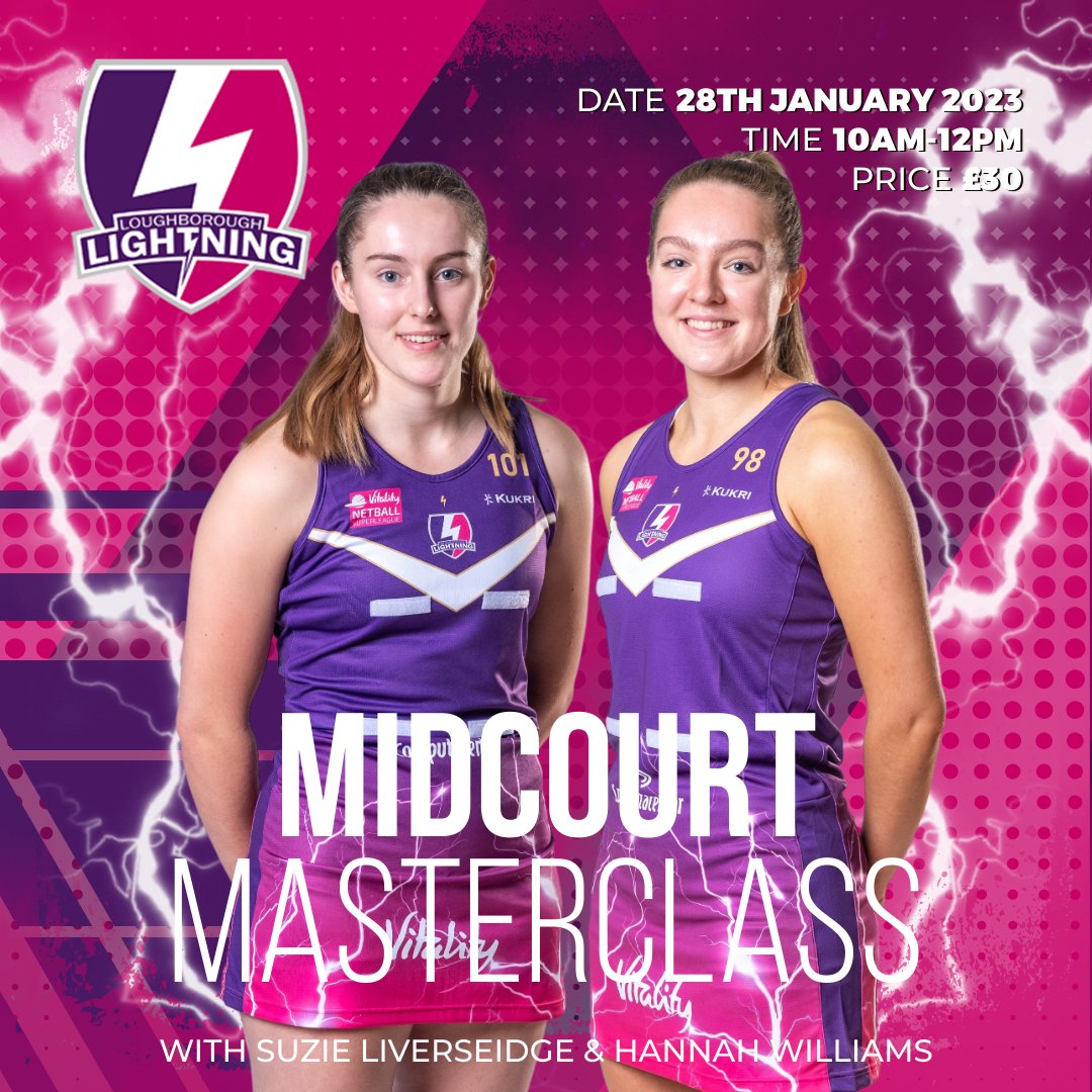 LboroLightning's tweet photo. We have 2⃣ Player Masterclasses left in Jan for players aged 10-16 years old.

🏐Join @emmaathackerr, @RheaDixon and @marynubas2 at our shooting masterclass. 

🏐Join @HanWilliamsx_ and @suzieliverseidg at our midcourt masterclass.

Book now 
https://t.co/PkcOOy5A5Z https://t.co/1VrWXHSkzJ