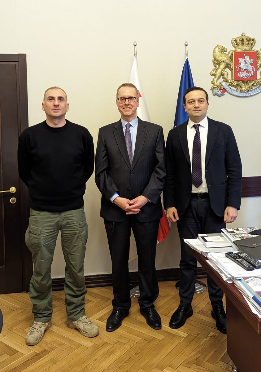 IoselianiGE's tweet photo. Today @ElisashviliGE and I had a meeting with the ambassador of Germany, @Diplo_Peter.
We discussed Georgia's foreign affairs issues, the country's political development, and the importance of the 12 EU recommendations implementation. 
🇬🇪 🇩🇪 https://t.co/l6YY59fgYp