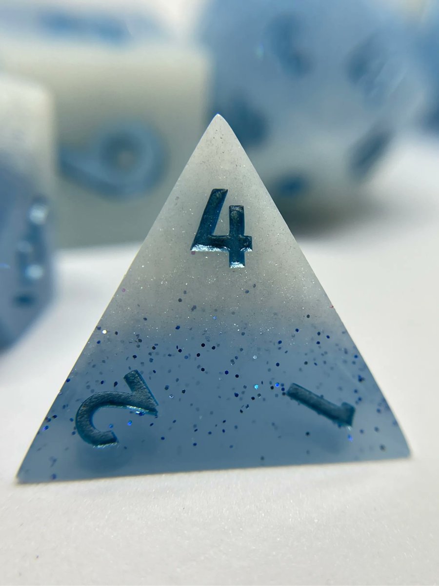 ArcaneFey's tweet photo. 🫐 Blueberry Dreams 🫐

This is a split pour design with a pretty blue and white style. 

#dice #dnddice #ttrpg #handmadedice #d20 #dnd https://t.co/YesU2kOdxW