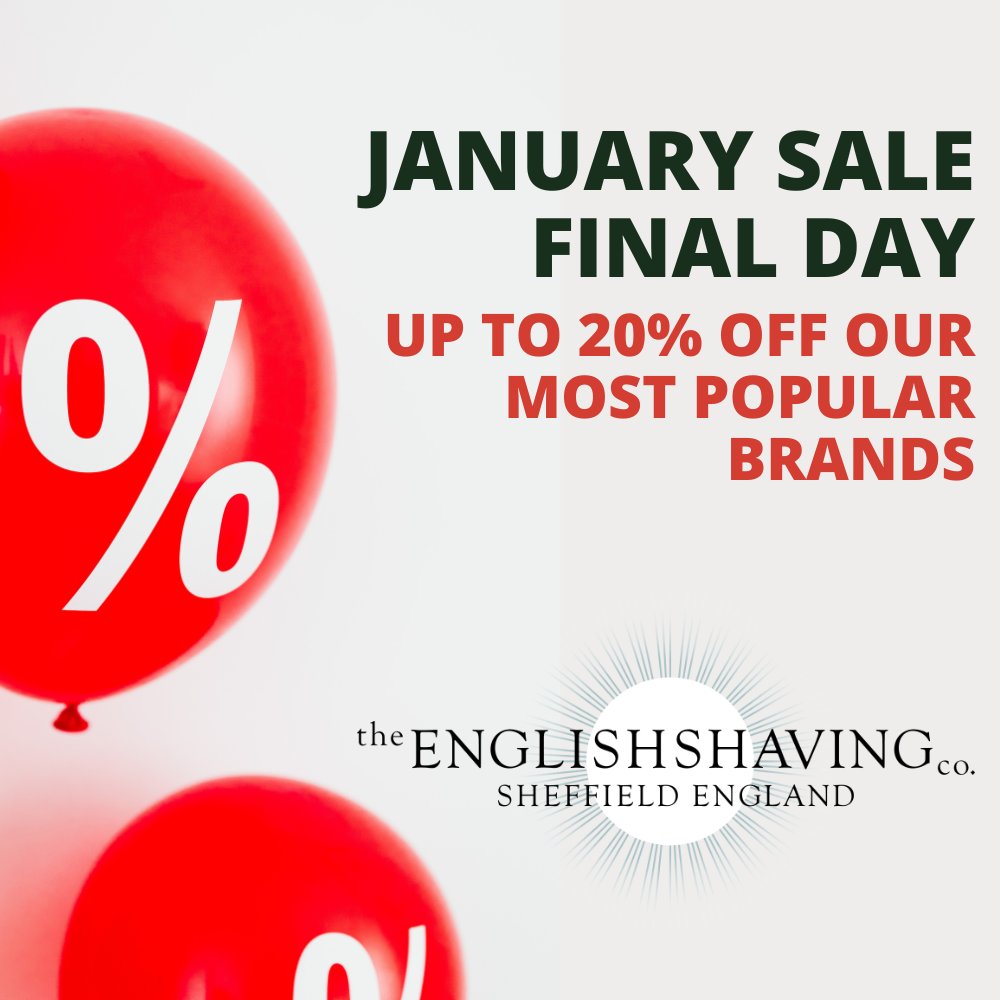 It's the final day of our January Sale and your last chance for fantastic savings!

Save up to 20% across your favourite brands including Edwin Jagger, D R Harris, Geo F Trumper and more...

#januarysale #januarysale2023 #theenglishshavingcompany #englishshavingcompany #sotd