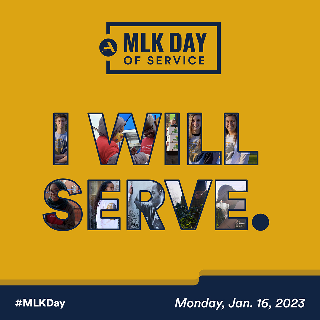 How will you honor Dr. Martin Luther King, Jr.’s legacy on MLK Day 2023? Let's unite as a nation in service to others! Visit AmeriCorps.gov/MLKDay for more.

#UnitedWeServe #MLKDay #MLKDayofService