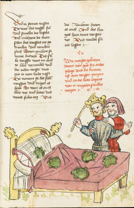 _learn_hebrew's tweet photo. Dear friends, join us for a live conversation on youtube and discord in 30 minutes ♥️ in the picture: The Plagues of Egypt: The Plaque of Frogs. e-codices – Virtual Manuscript Library of Switzerland https://t.co/bVOKmEnQCQ