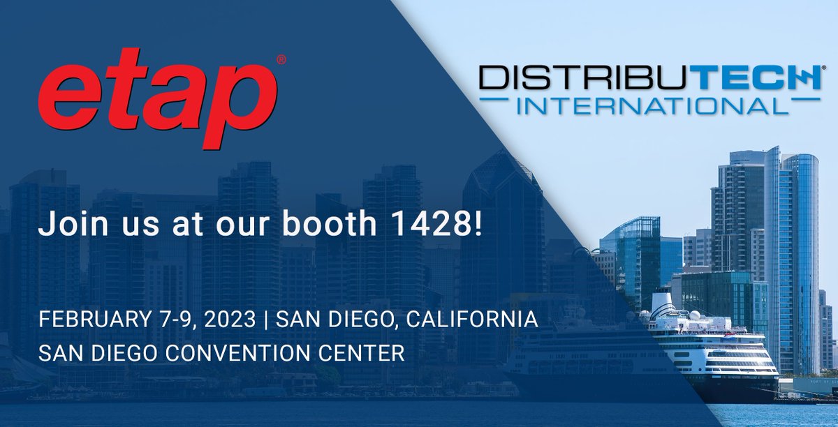 Come join us at DistribuTECH and discover ETAP Grid, key enabler for power utilities to serve their customers safely, reliably, and resiliently; fully integrated power system lifecycle solution, providing 360-degree insights from system design to operate: etap.com/lp/dtech-2023