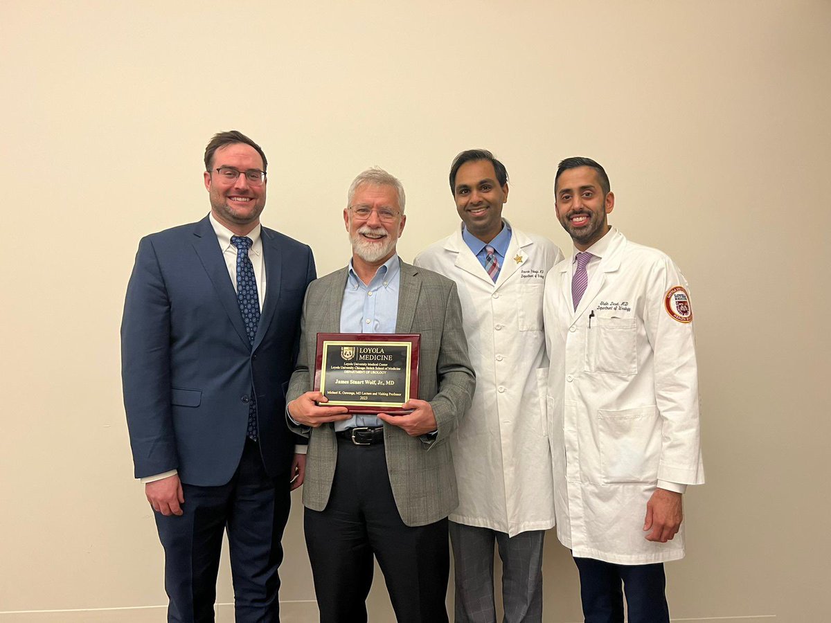 LoyolaUrology's tweet image. Last week we were fortunate enough to have Dr. @JStuartWolf as our visiting professor for our annual Michael K. Ouwenga Visiting Professorship. A memorable event honoring a great former Loyola Urology resident Dr. Michael K. Ouwenga!