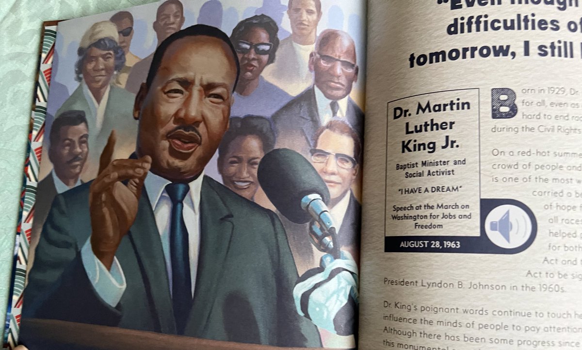 Arrived just in time. Reflecting with this book today. I think kids (and adults alike) will find the sound buttons—each with an original voice recording from an interview or speech—uniquely powerful. #MLKDay2023 #LiftEveryVoice #kidlit #nonfiction