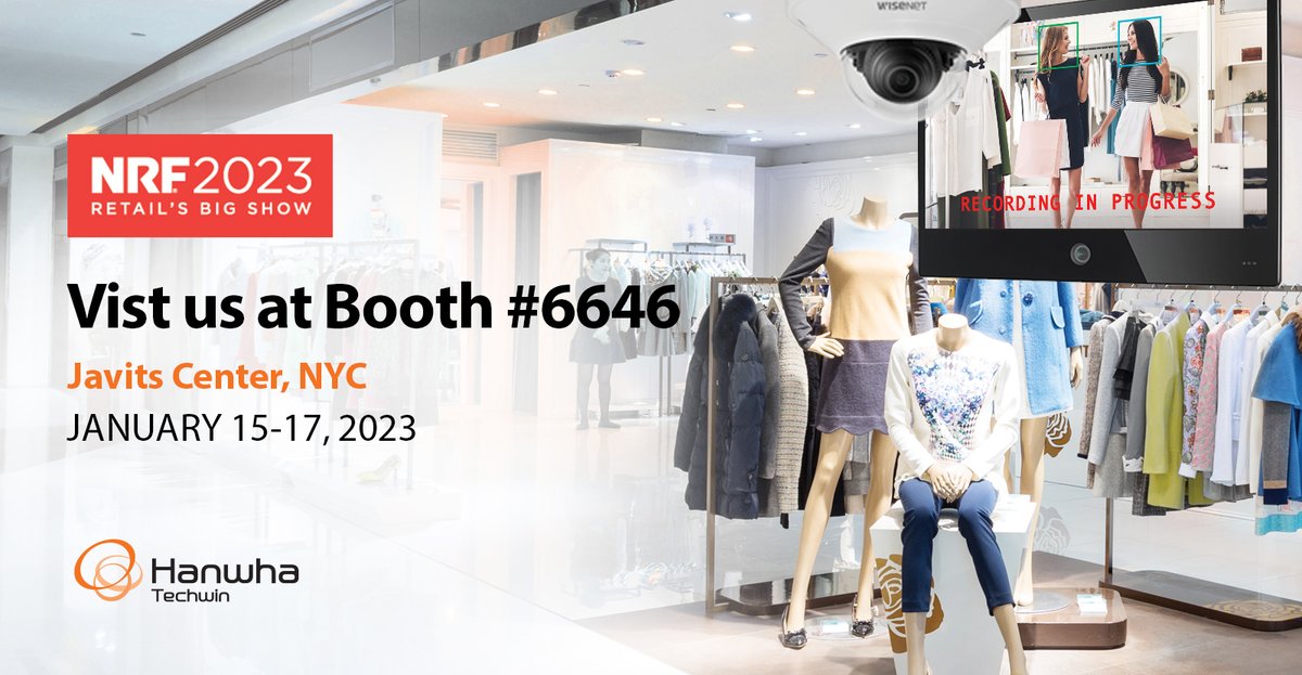 HanwhaVision's tweet photo. #NRF2023 Retail's Big Show has officially kicked off! #HanwhaTechwin is excited to be back in NYC at the Jacob Javits Center this week from Jan 15th - 17th. Be sure to stop by Hanwha's booth #6646 to meet with Hanwha's retail team! Hurry &amp; register here: https://t.co/LzTLpJpwe3 https://t.co/LsjeC9GKjG