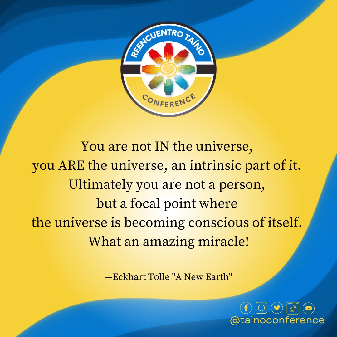 TainoConference's tweet photo. Inspiration Monday brought to you by Eckhart Tolle. Share and inspire!
Lunes de inspiración presentado por Eckhart Tolle. ¡Comparta e inspire!
#tainoconference2023 #tainoconference #reencuentrotainoconference #espiritualidadtaina #tainospirituality https://t.co/KZ8DM8nuSq