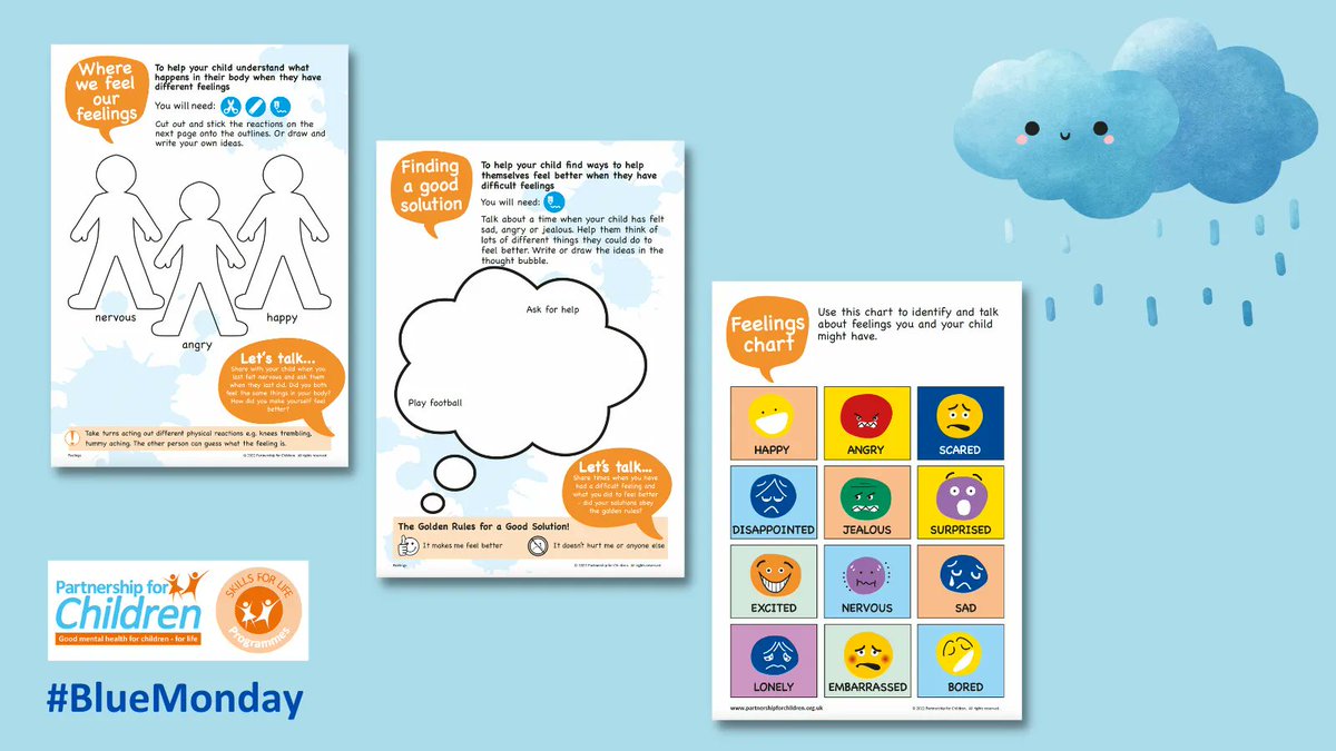 Today is known as #BlueMonday,  but all of us have good and bad days all year round &amp; so do children - Use our free resources to help you and your child identify and discuss the different feelings you are having. Download here 👉buff.ly/3lAwr8l