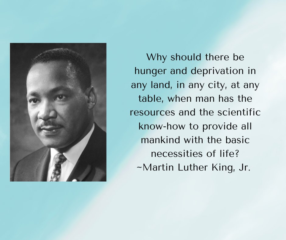 In honor of Martin Luther King, Jr. Day, I encourage you to join me in giving back in the fight against hunger today with a donation to your local food bank or making it a day to volunteer!  #MLKday2023 #fightagainsthunger #giveback