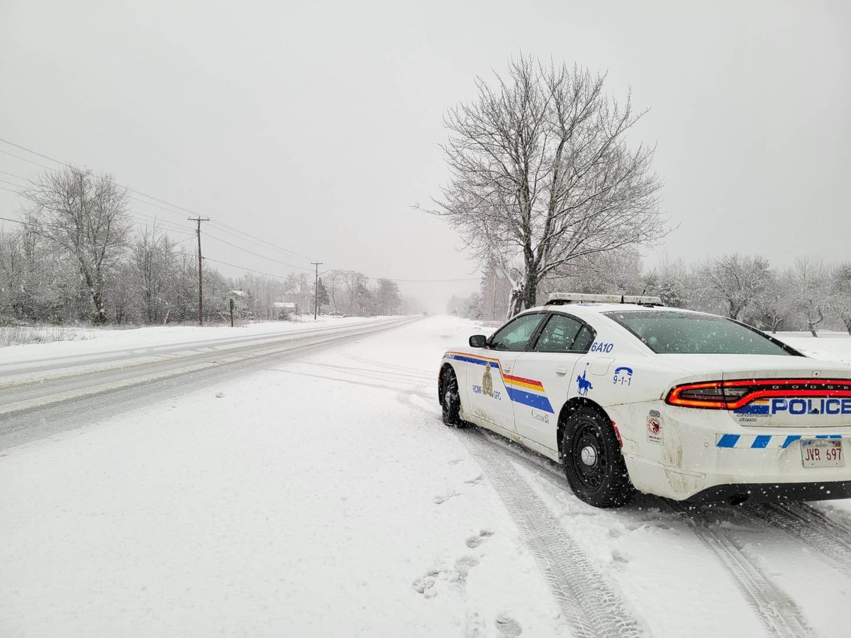 RCMPNB's tweet photo. Road conditions may continue to deteriorate in parts of the province today due to weather. Please plan ahead, drive to the conditions and #SlowDown. https://t.co/1qOYLiXZZ1